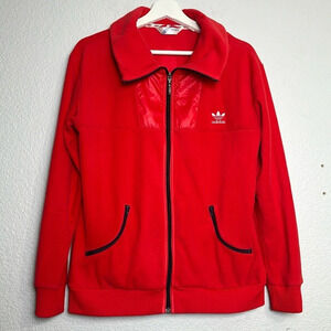 Adidas Fleece Zip Up Jacket Womens Size Large Zippered‎ Pockets